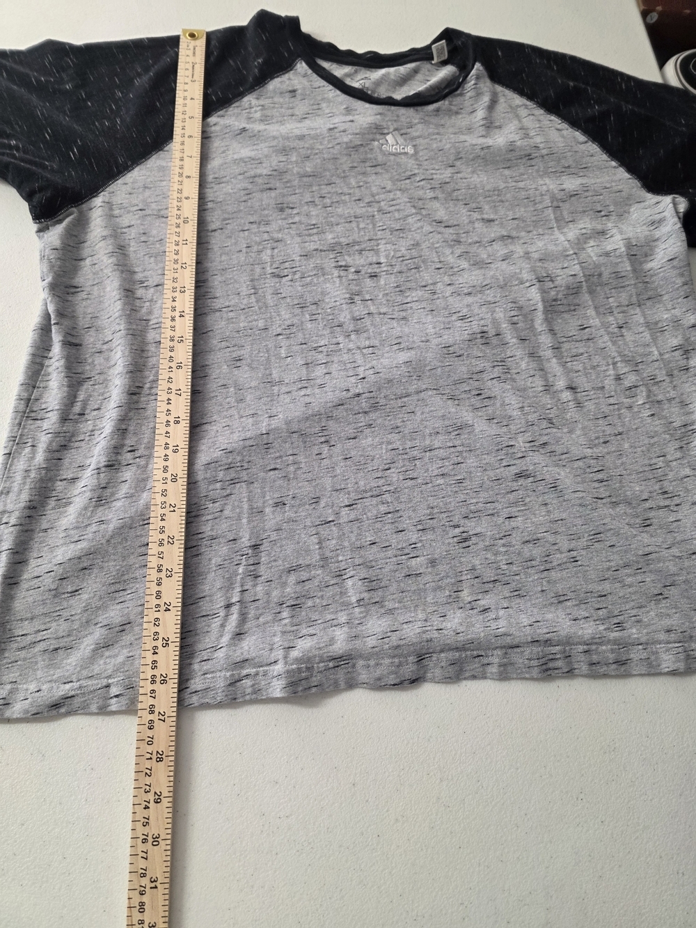 Adidas Men’s Heather Gray Body with Black Raglan Short-Sleeve Tee - Picture 7 of 7